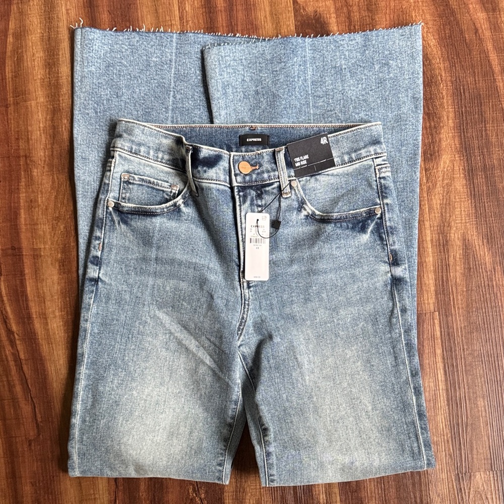 Express Light Blue Flare & Wide Leg Jeans NWT